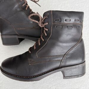 Size 7M - L.L. Bean Brown Leather Combat Winter Boots Women's Lace Up Waterproof